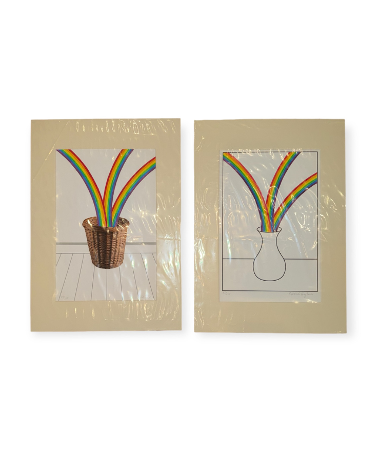 Patrick Hughes Rainbow Vase & Rainbow Basket