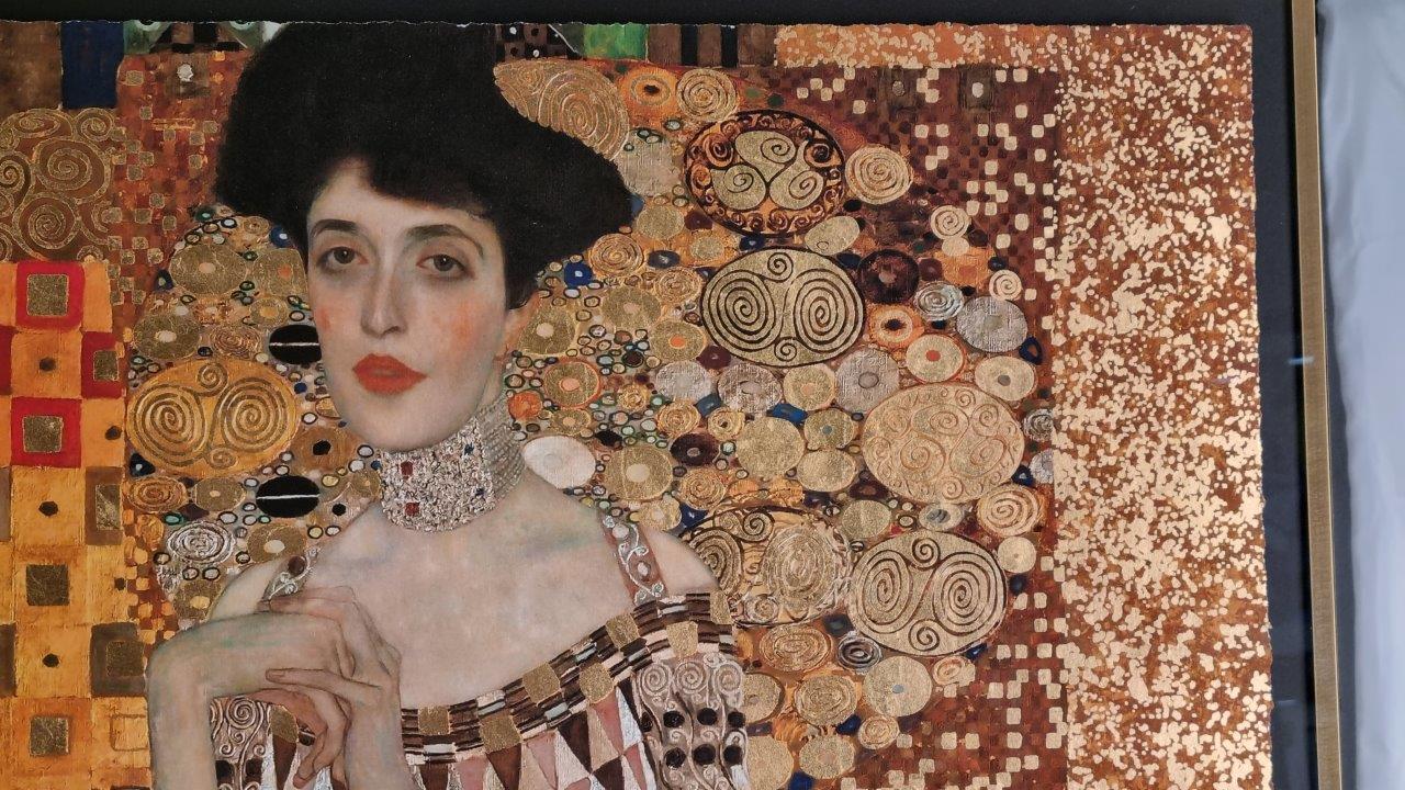 Gustav Klimt "Woman In Gold" 22ct Gold Leaf Silk Screen