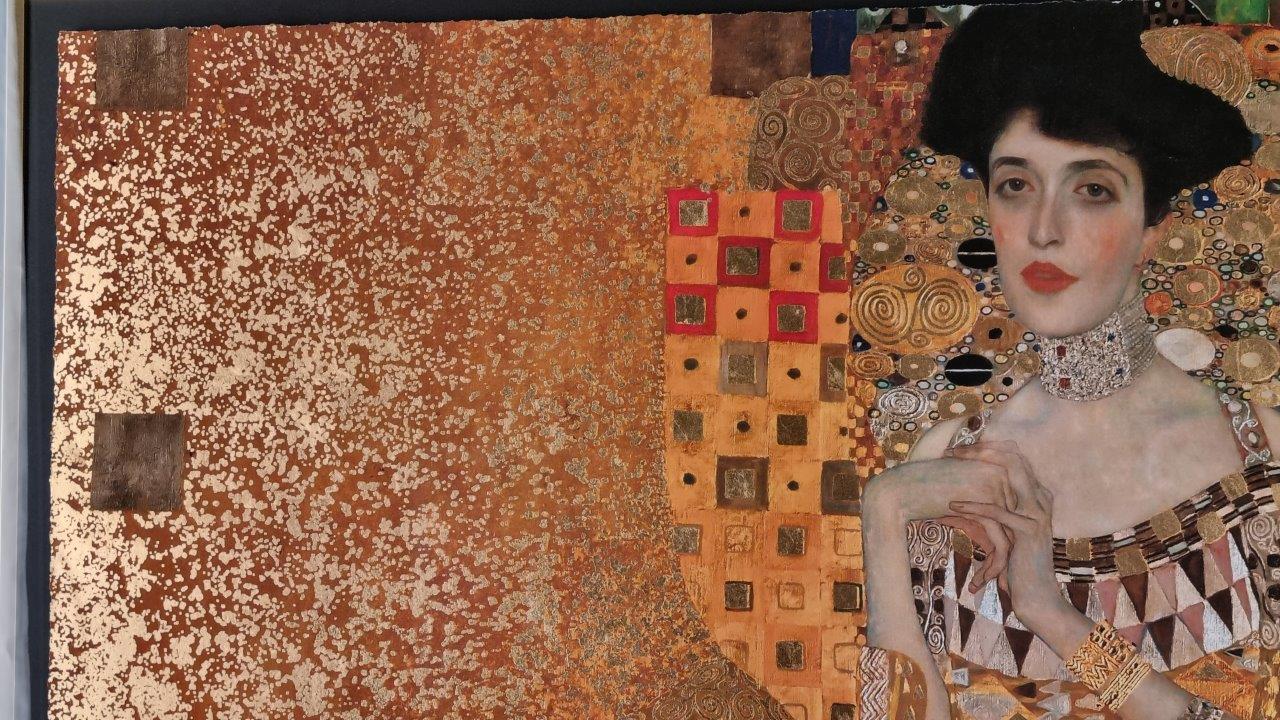 Gustav Klimt "Woman In Gold" 22ct Gold Leaf Silk Screen